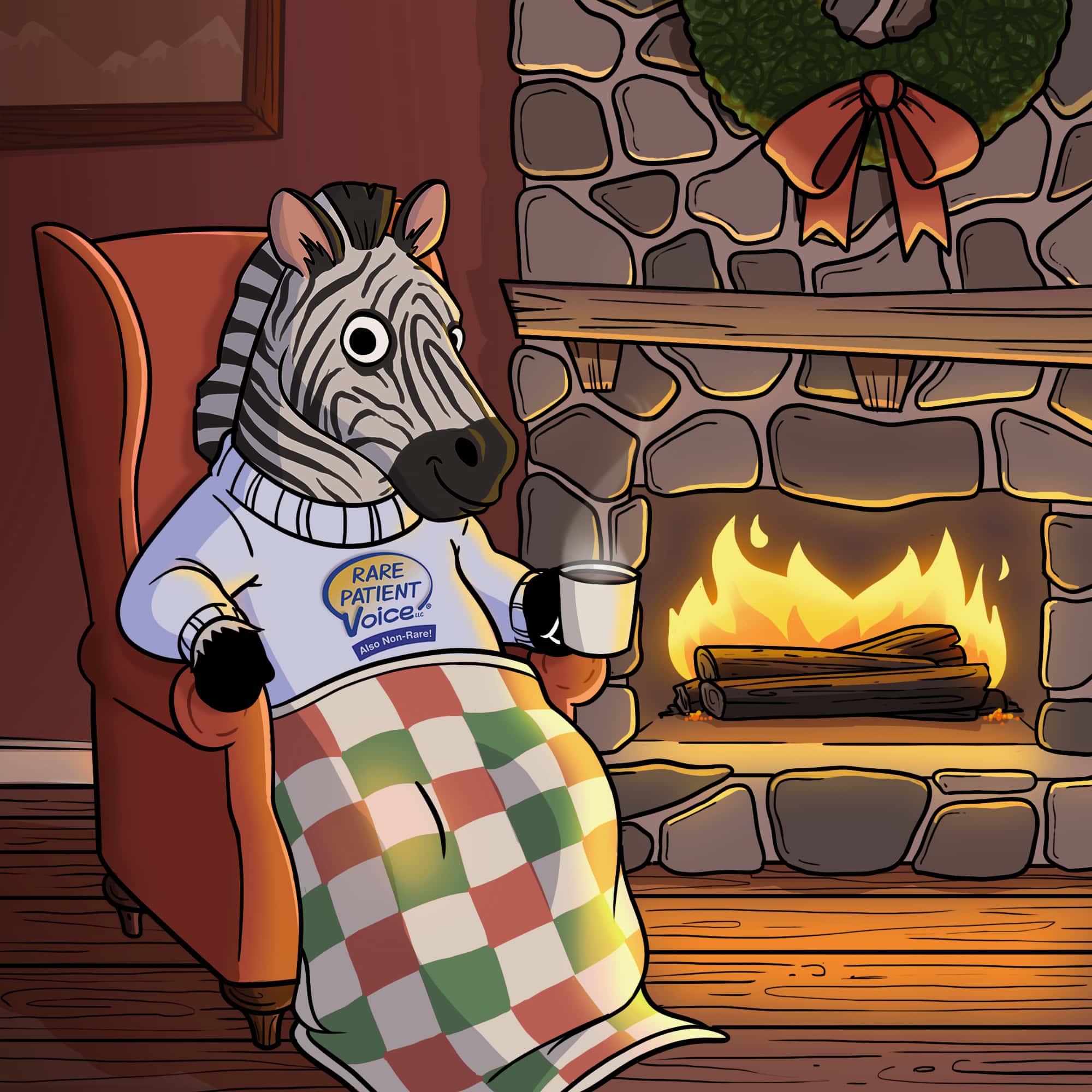 Rarity by the fireplace wishing Happy Holidays from RPV!